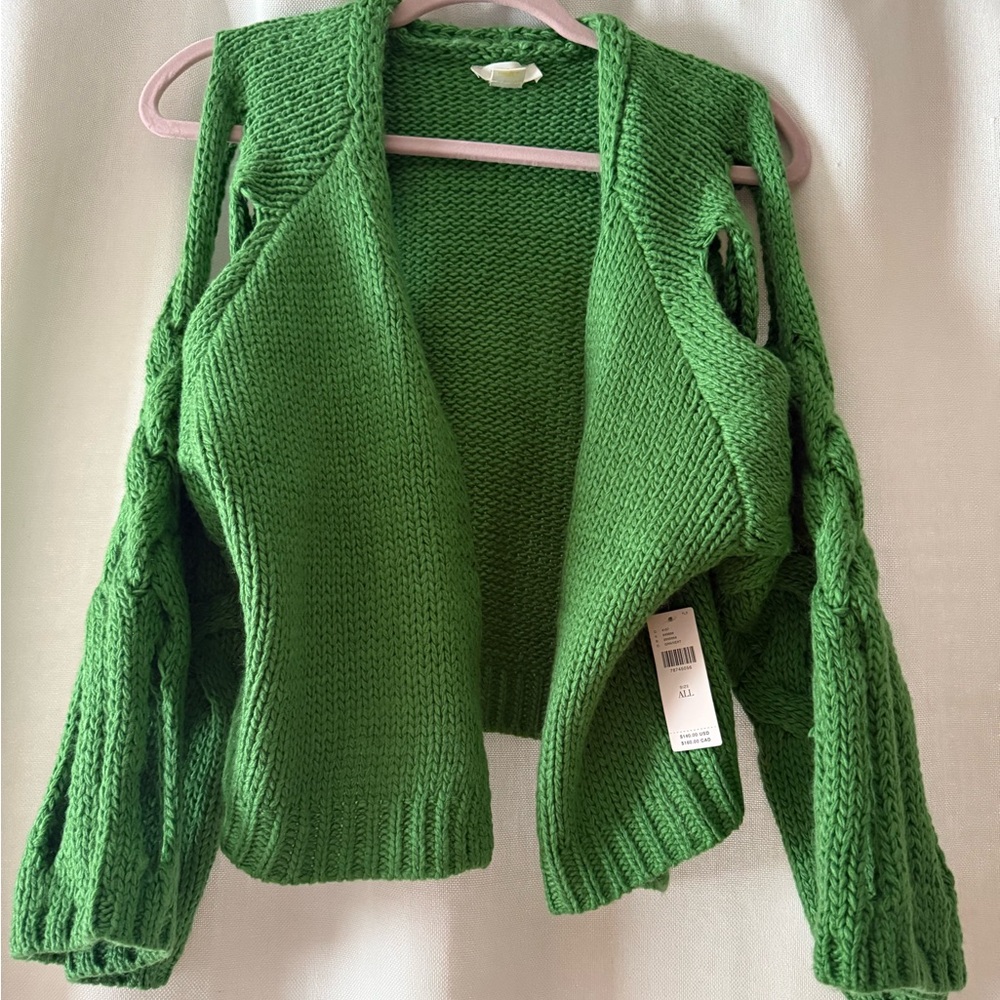 Anthropologie/Maeve Green Cold Shoulder Cardigan
NWT